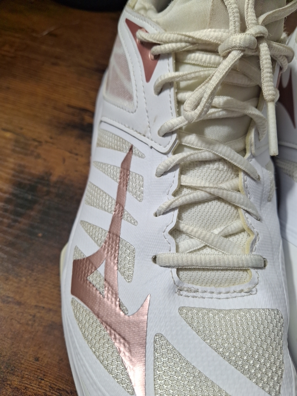 Mizuno Volleyball Shoes in White and Rose Gold - Picture 5 of 10